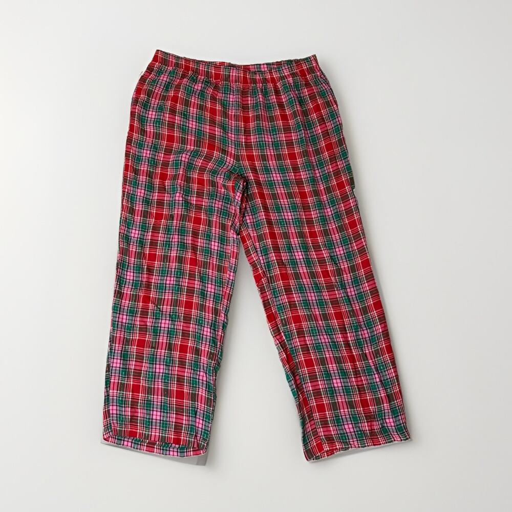Jaclyn New York Women’s Plaid Pajama Pants L Red Green Pink Metallic Drawstring